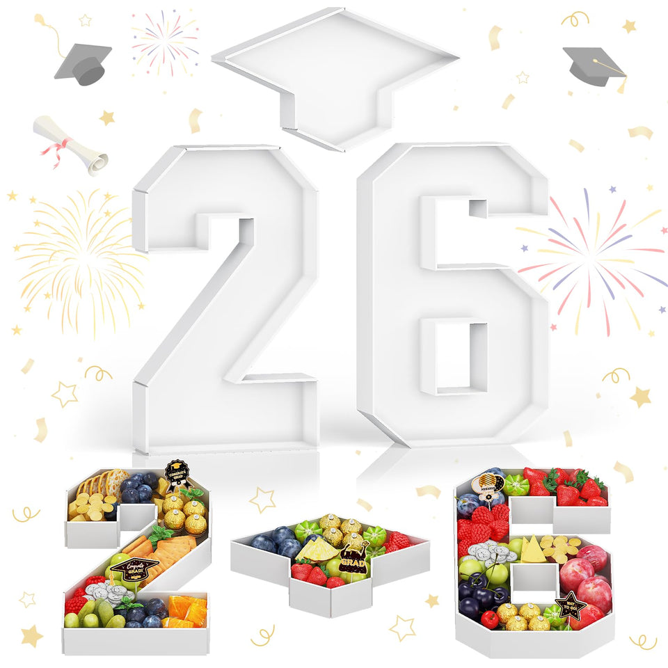 Hilavo 26-charcuterie numbers fillable graduation cap display for party tables