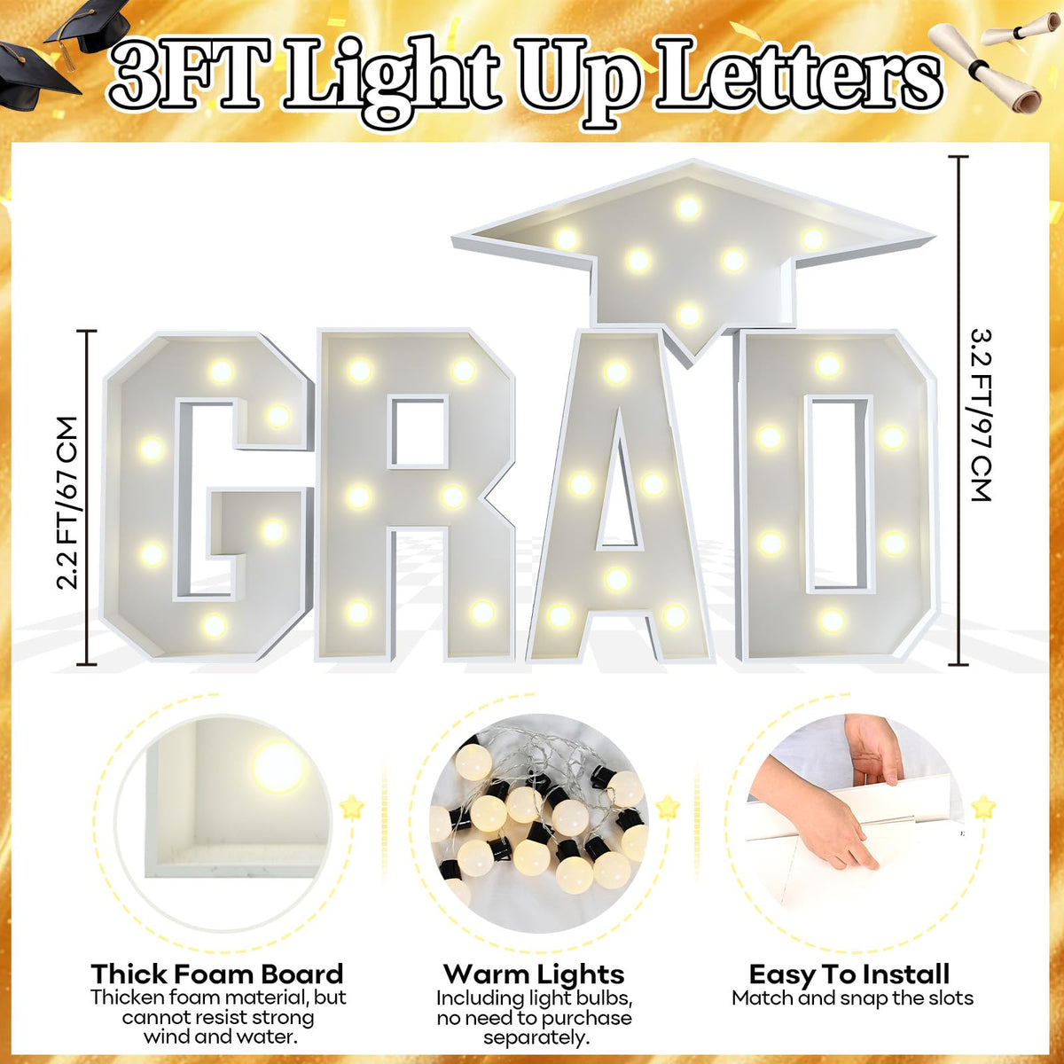 HILAVO graduation cap with letters adds a festive focal point to ceremonies.