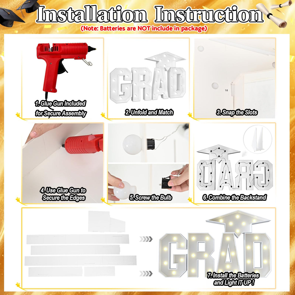 HILAVO LED grad letters glow, ideal for indoor or outdoor décor.
