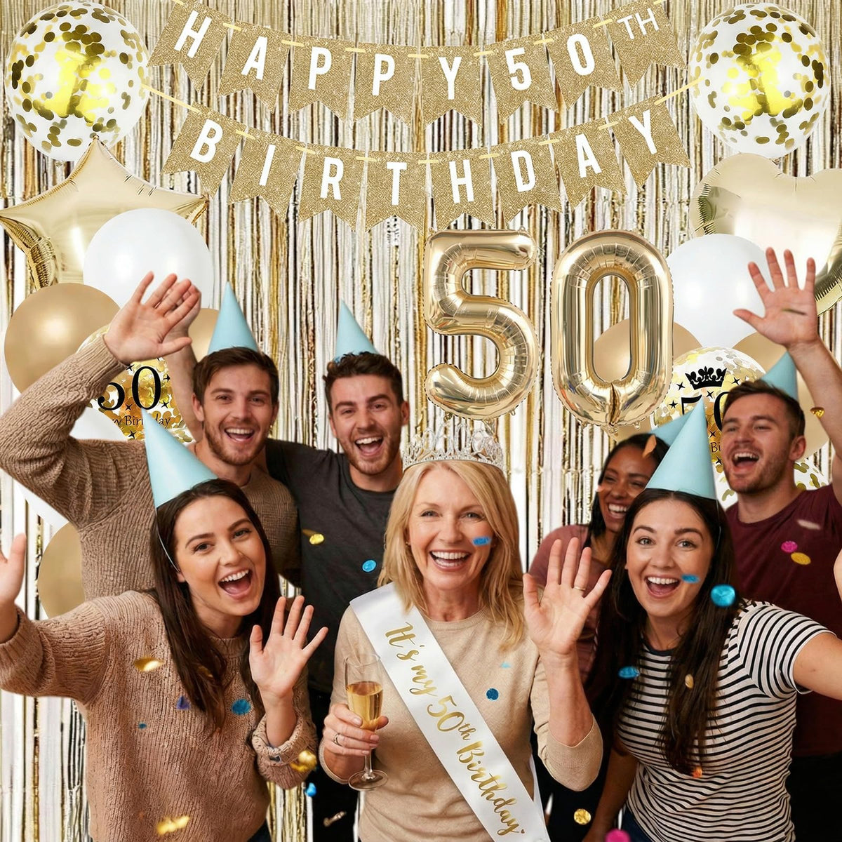 HILAVO star and heart foil balloons enhance the gold theme