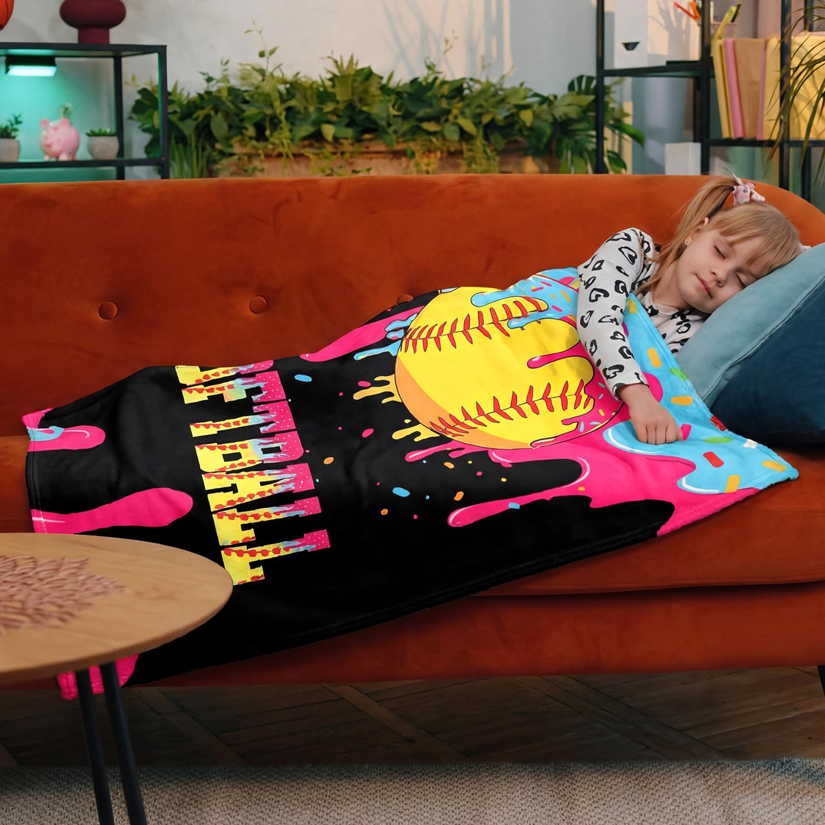 Hillsuren ice cream drip blanket draped on bed for cozy evening relaxation