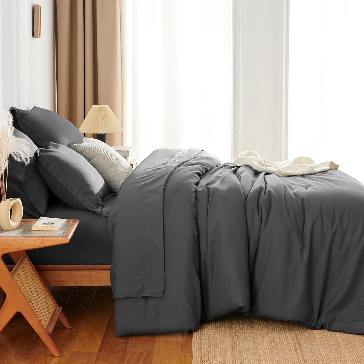 HIMEET fitted sheet with 14-inch pocket fits deeper mattresses
