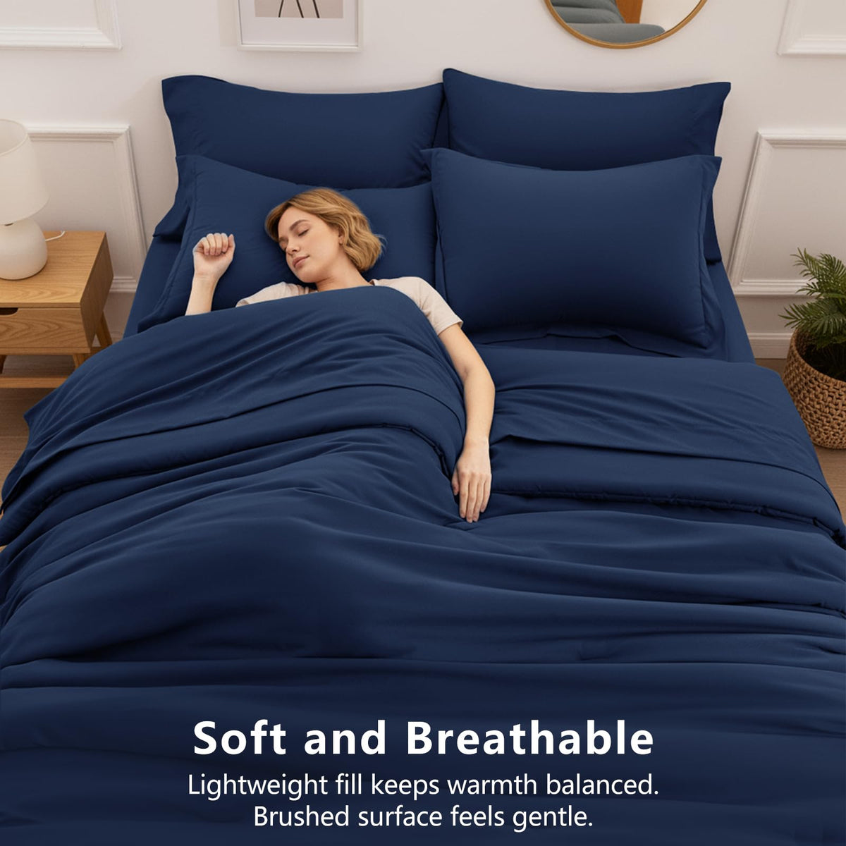 HIMEET fitted sheet 54x75+14 inch pocket secures night-time fit.
