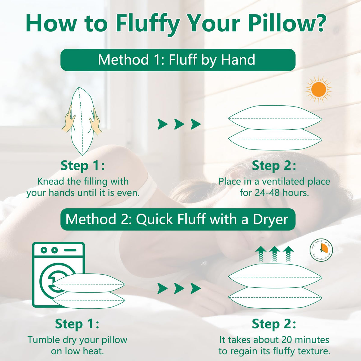 HIMEET pillow measures 18 by 26 inches for standard beds