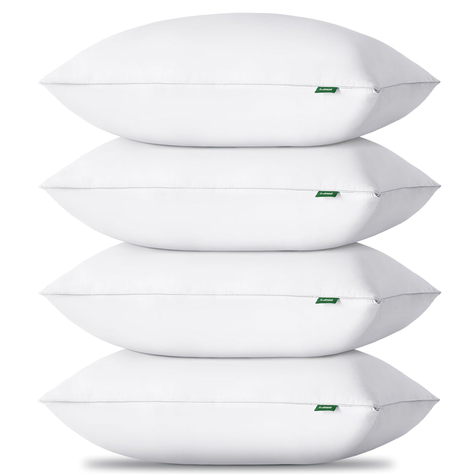 HIMEET four-pack pillows ready for unboxing in a cozy bedroom