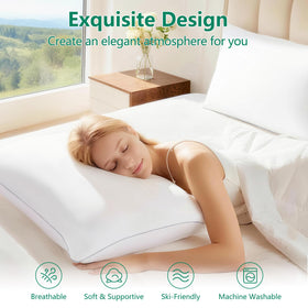 HIMEET pillow demonstrates neck support for aligned, comfortable sleep