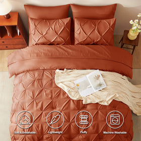 HIMEET Pintuck Bed in a Bag flat sheet in burnt orange, smooth and breathable