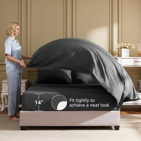 HIMEET Queen Comforter Set fitted sheet fits standard mattress securely