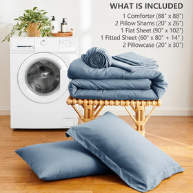 HIMEET pillow shams and cases in grayish blue color
