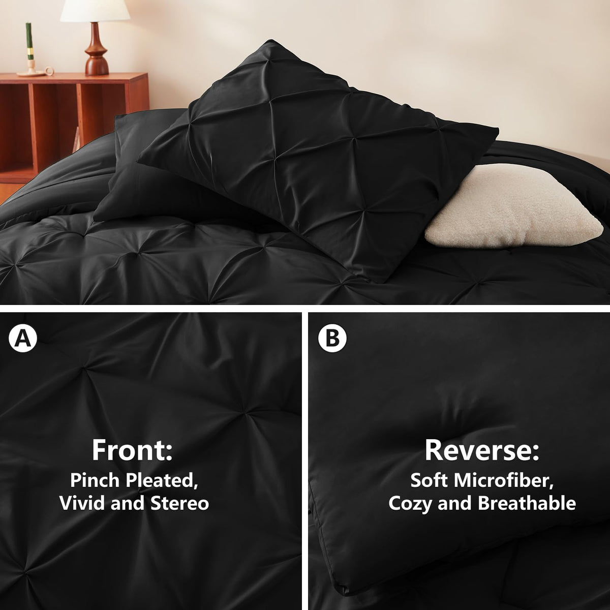 HIMEET soft down-alternative comforter in black bedding