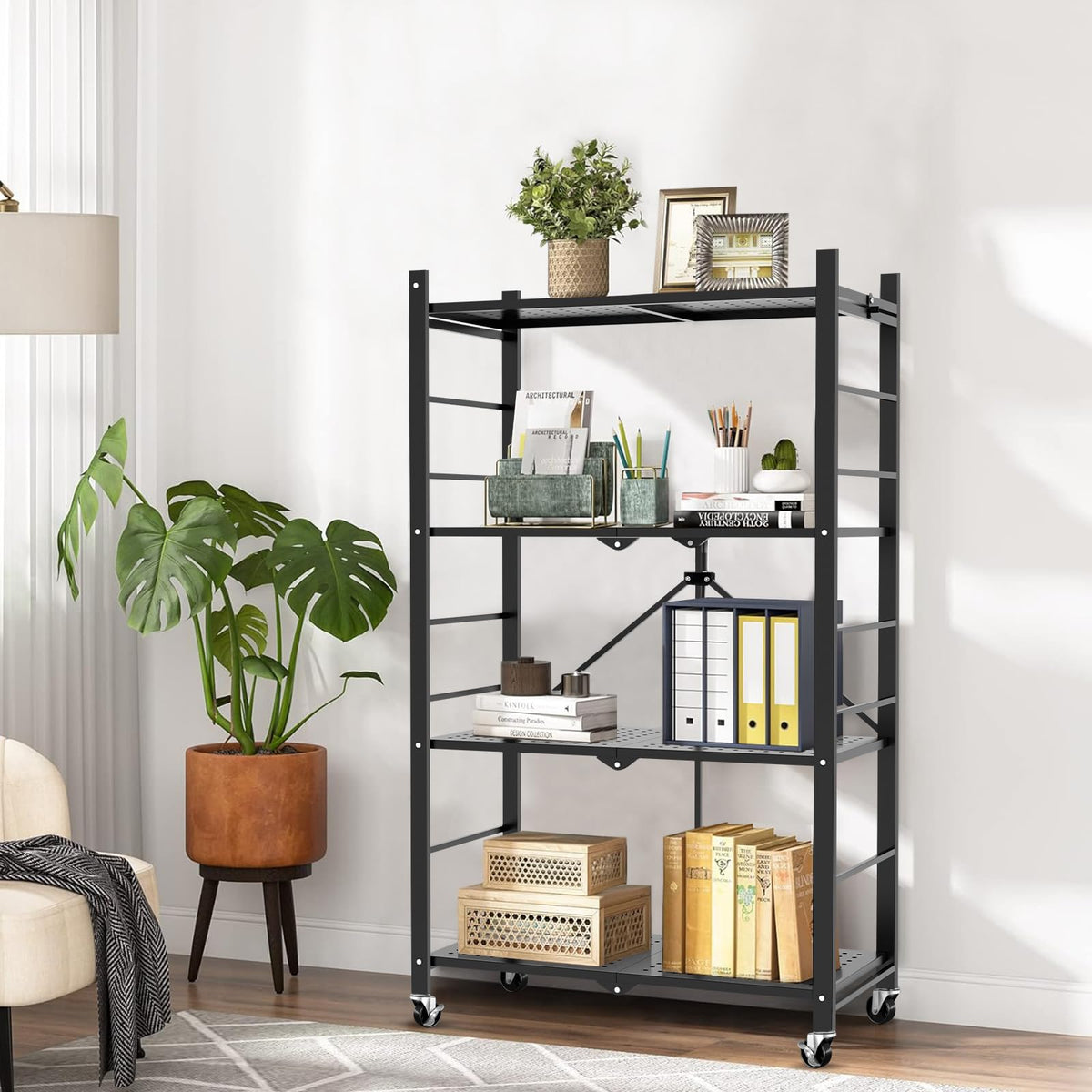 Himix moveable rack rolls smoothly across rooms