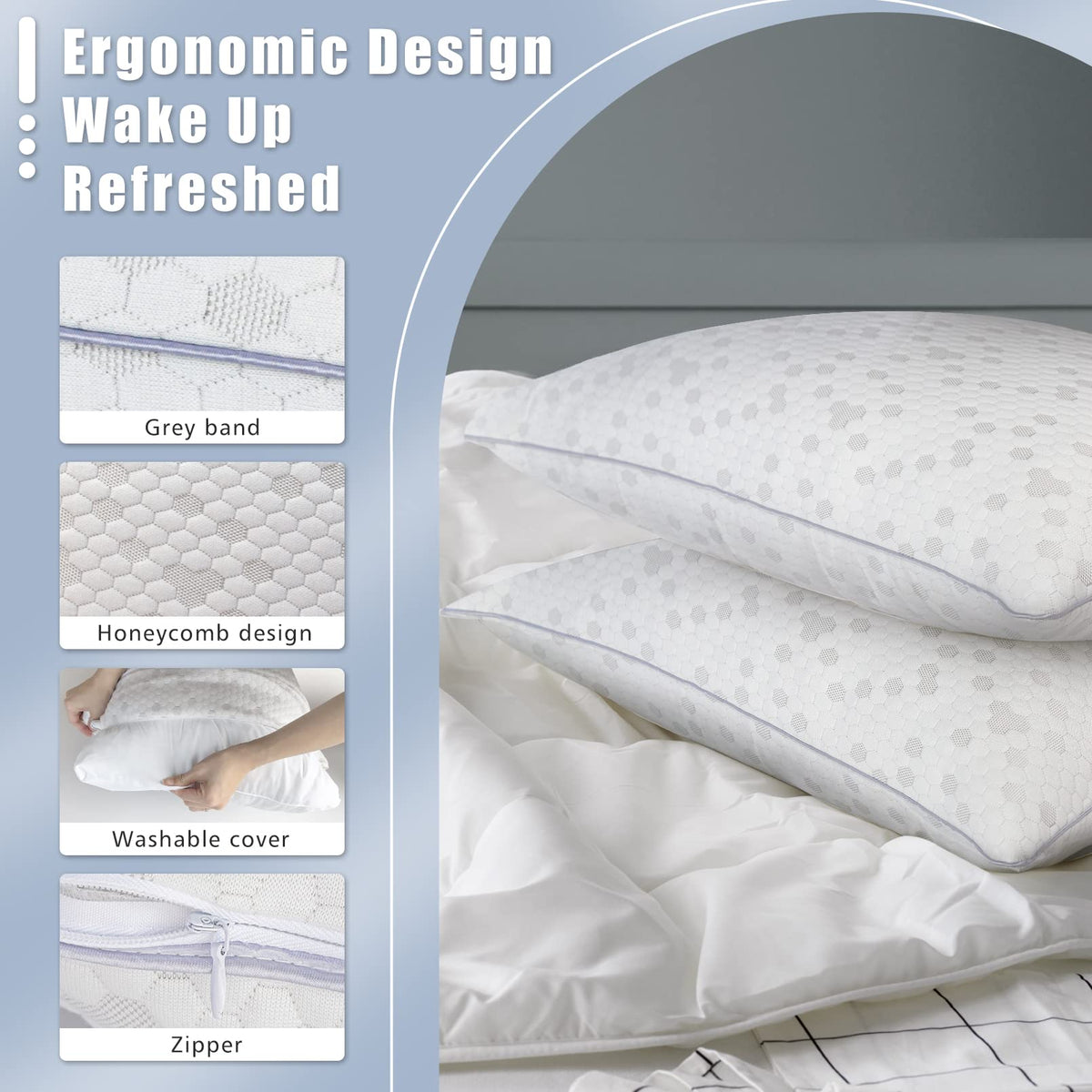 HIMOON pillow cover closeup reveals breathable, skin-friendly fabric for comfort.