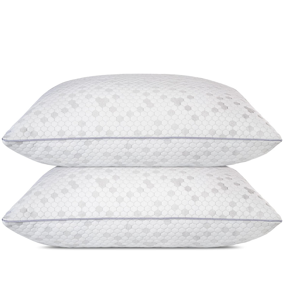 HIMOON shredded memory foam pillows, front view, designed for all-night bed comfort.