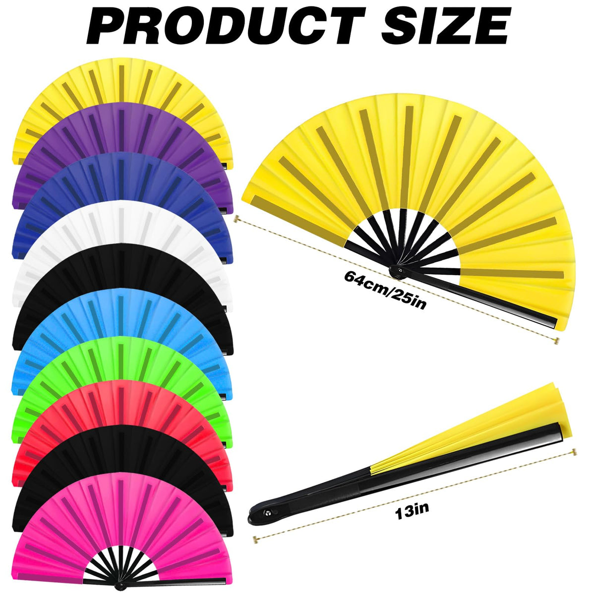 HINGTAI folding fan set shows synchronized color variety for group performances.