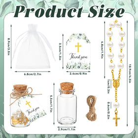Hinly glass bottles with cork seal rosaries for gifting.