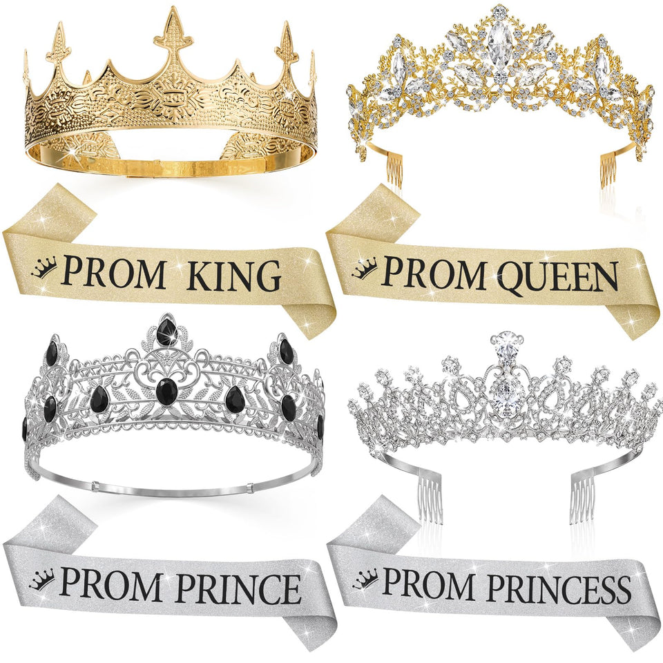 Hinly prom king crown with rhinestones for a regal look.