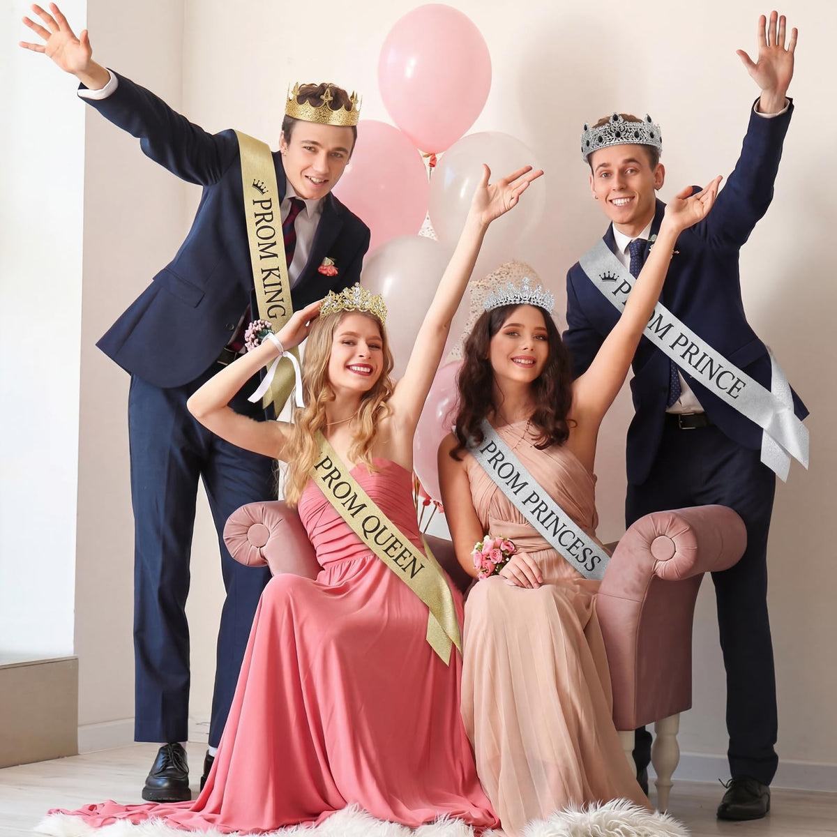 Hinly satin prom king and queen sash offers adjustable comfort.