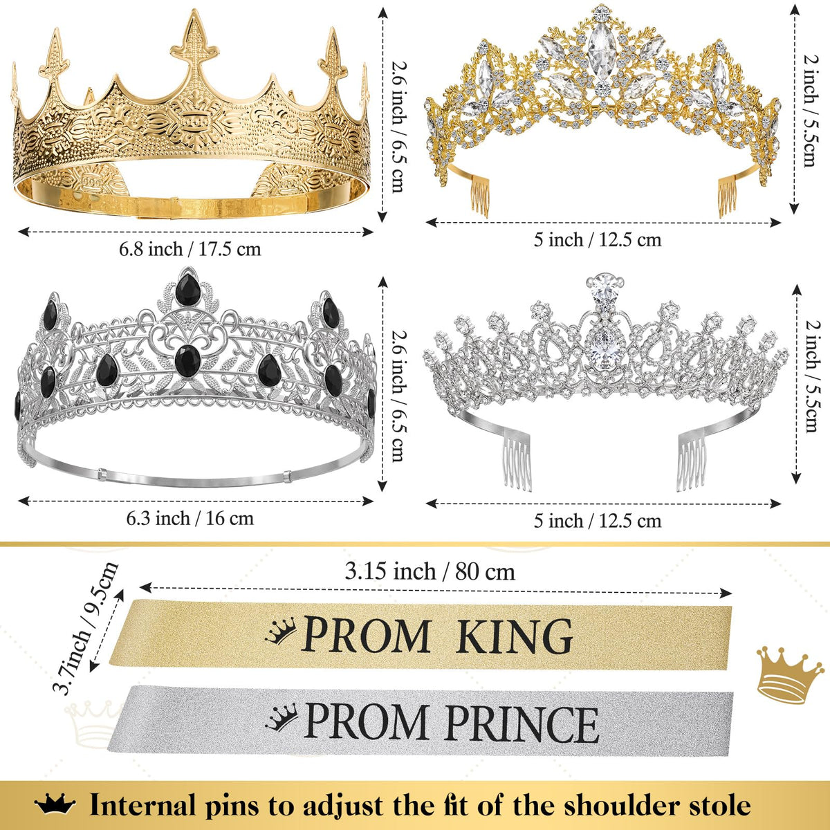 Hinly prom queen crown sparkles to elevate party attire.