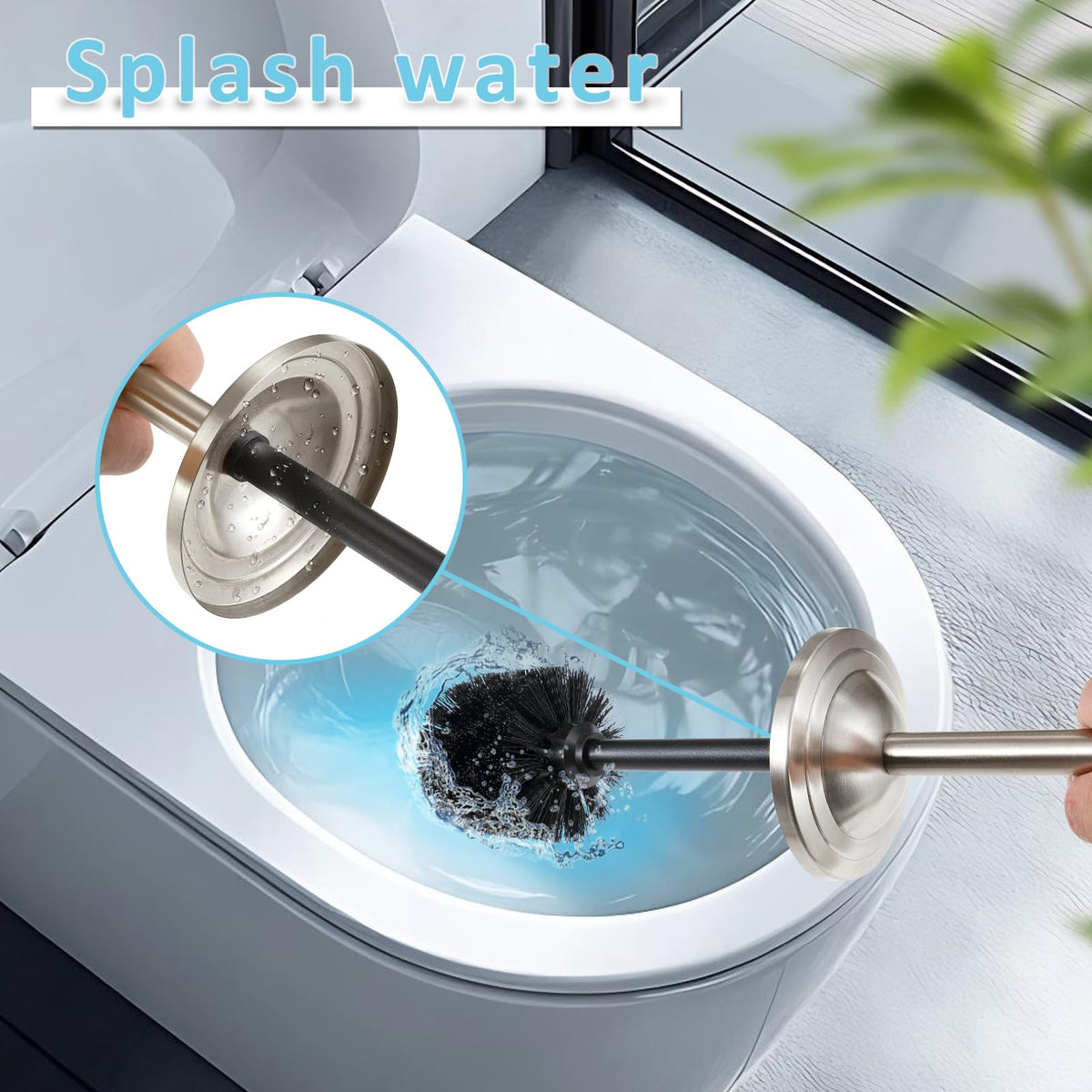 Hioflyme anti-splash handle protects hands during hygienic cleaning sessions.