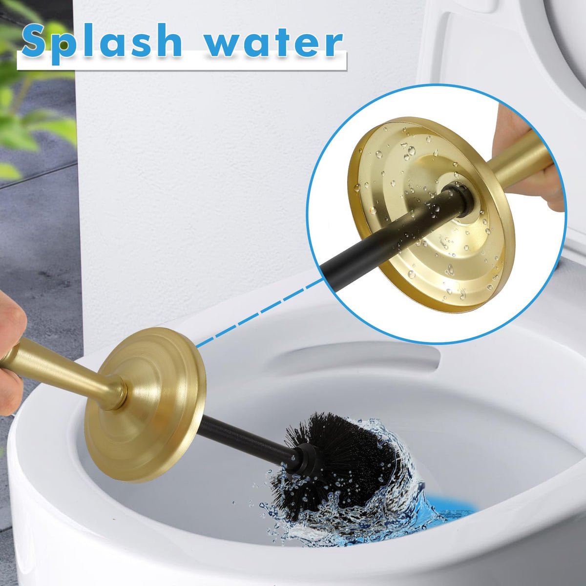 Hioflyme long handle with splash guard keeps hands away during cleaning.