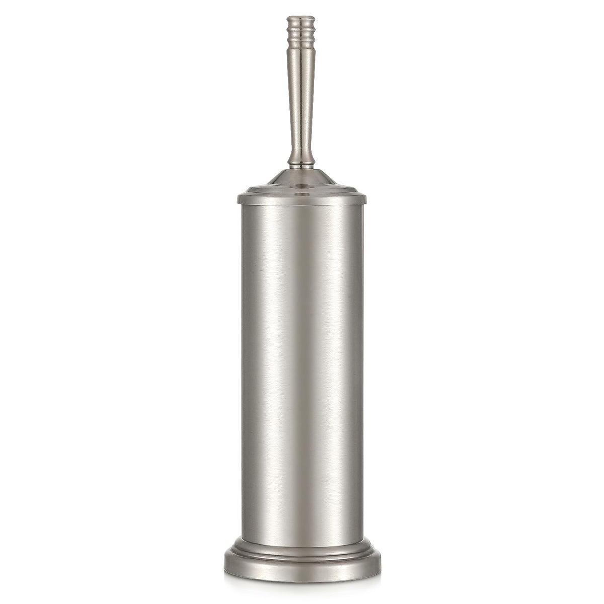 Hioflyme stain nickel toilet brush base shows stable, space-saving storage.