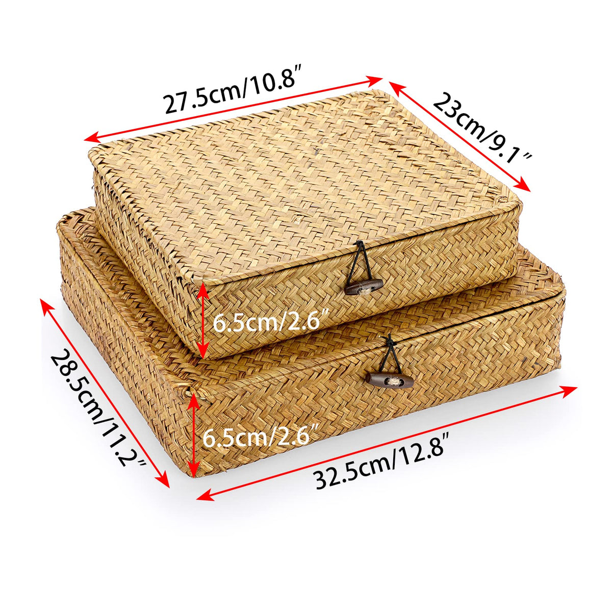 Hipiwe stackable flat-woven seagrass baskets save space when not in use