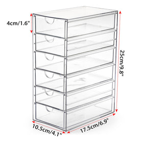 Hipiwe clear plastic drawer box front view showing organized compartments.