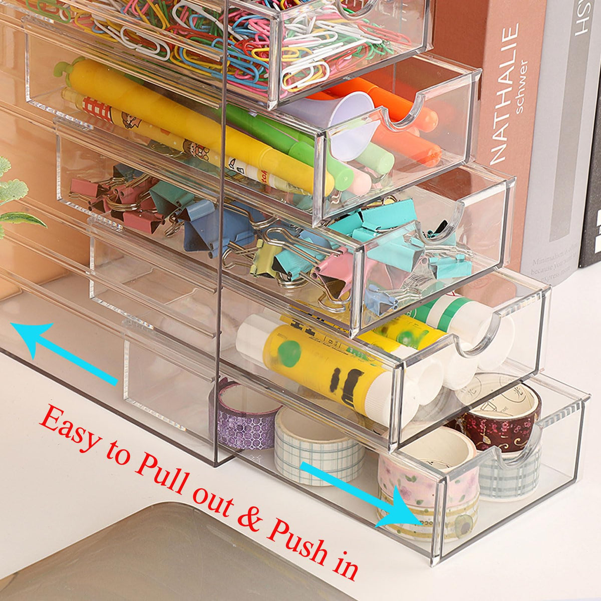Hipiwe compact storage box on vanity for cosmetics.