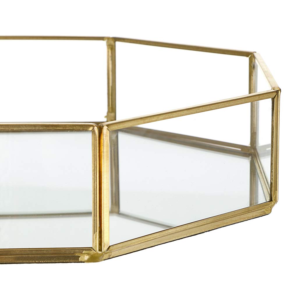 Hipiwe glass mirror tray adds bright reflection to vanity space