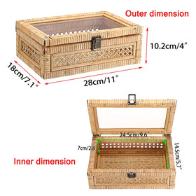 Hipiwe rattan display box close-up shows the retro clasp for secure closure