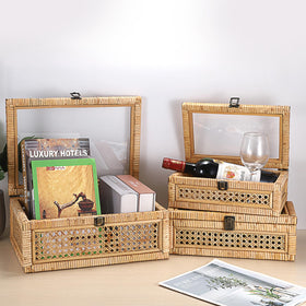 Hipiwe rattan display box used for snacks and remotes as a handy organizer