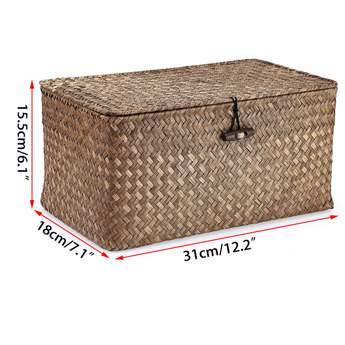 Hipiwe rectangular basket on dresser provides tidy storage and decorative flair