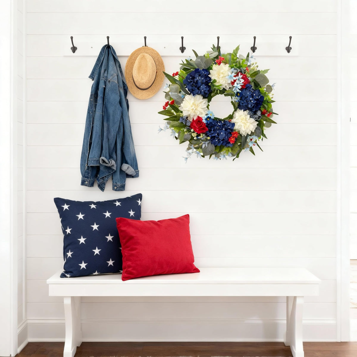 HipTree gift-ready patriotic wreath packaged for gifting.