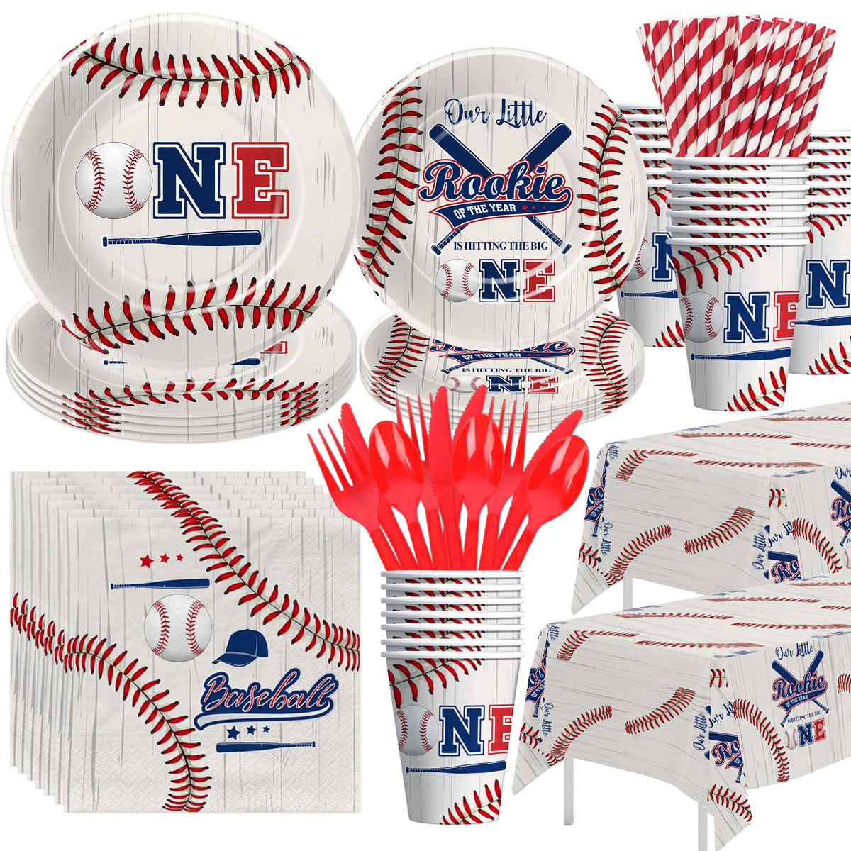 HIPVVILD baseball 1st birthday plates with bold graphics for vibrant photos