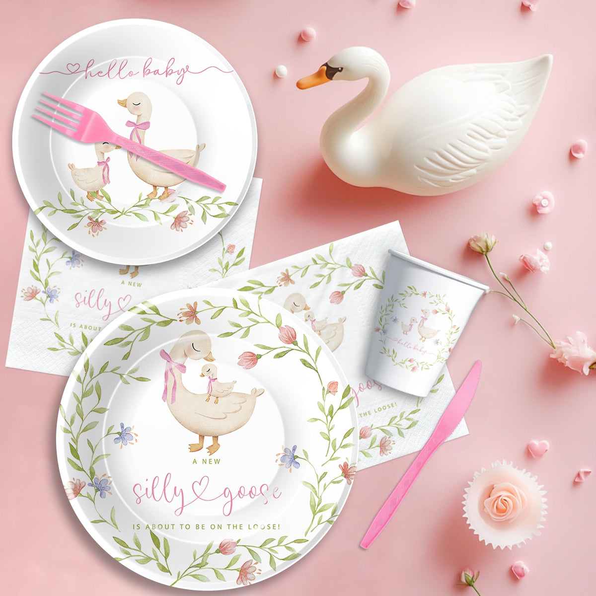 HIPVVILD goose baby shower napkins add gentle color and convenience.