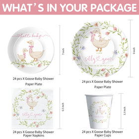 HIPVVILD goose baby shower plates 9in showcasing adorable design for festive dining.