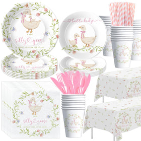HIPVVILD pink silly goose tableware packaging for quick cleanup after the party.