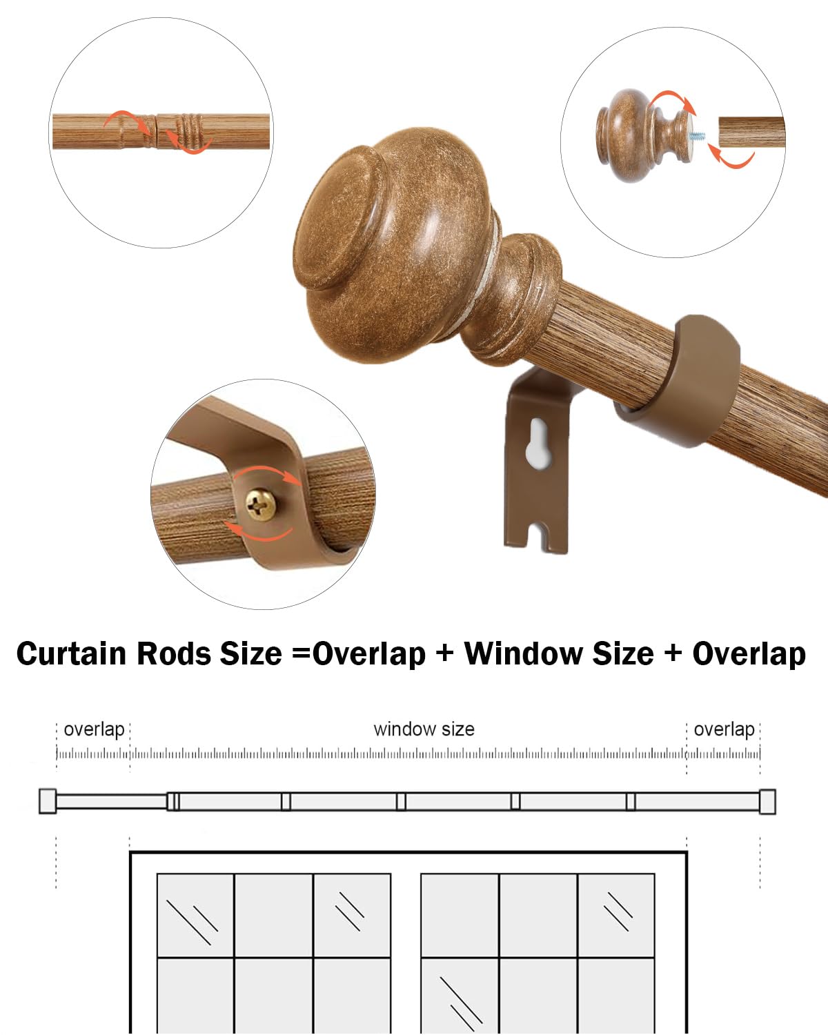 HIQTEK classic boho rustic curtain rod design complements various decor styles.
