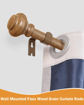 HIQTEK wood curtain rod 1 inch diameter shows easy installation and strong support.