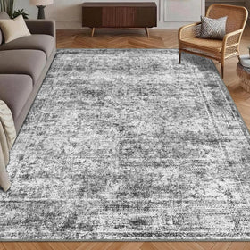 HIRUG washable area rug 5x7 foldable distressed pattern offers easy-care versatility.