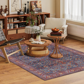 HIRUG washable area rug 5x7 with vintage Persian medallion pattern enhances classic rooms.