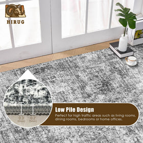 HIRUG graphite and mist colorway blends with modern and traditional interiors.