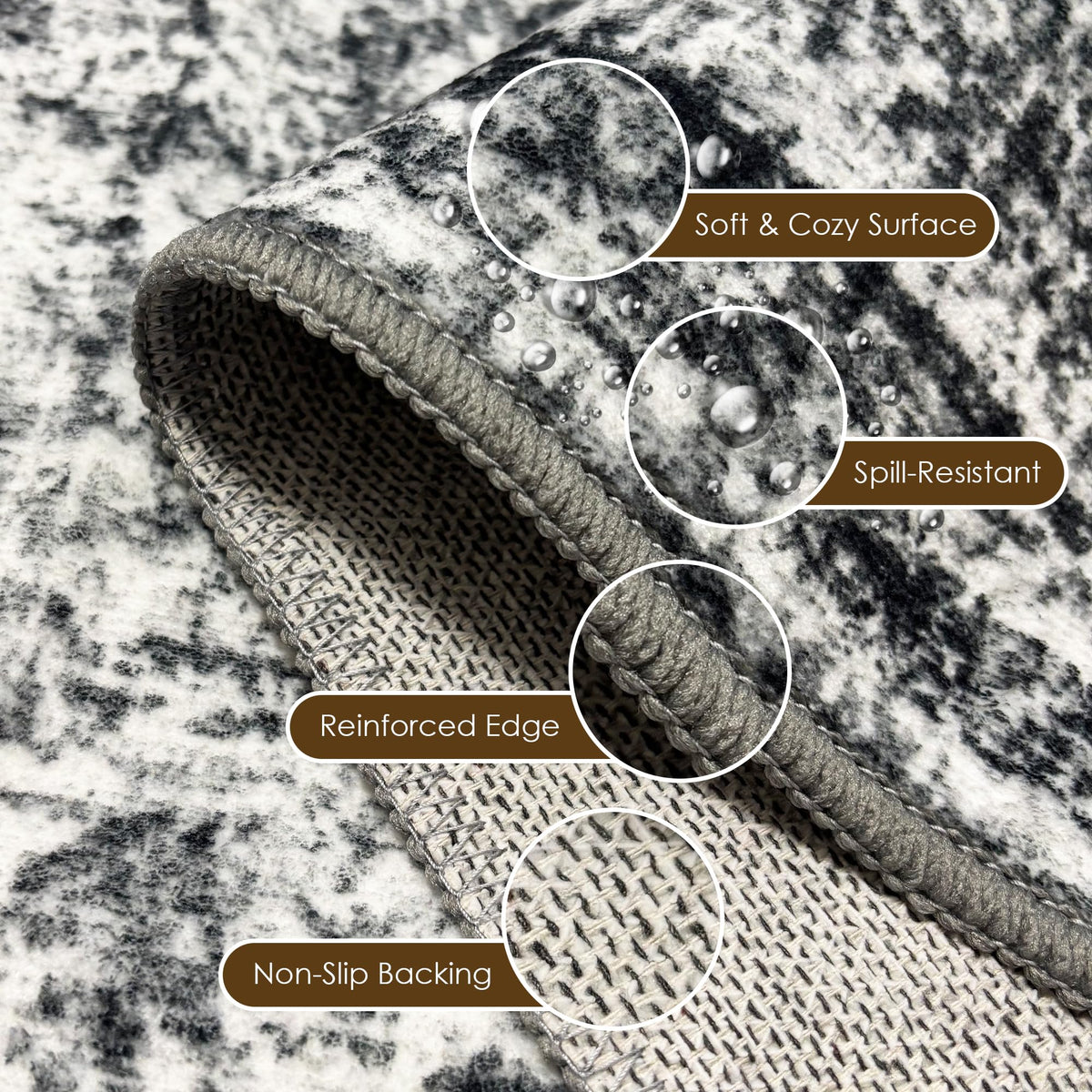 HIRUG 6-by-9 rug suits living rooms and bedrooms with understated charm.