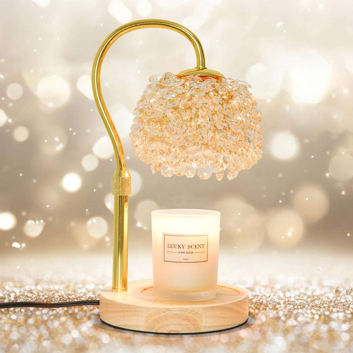 Hisummer crystal shade candle warmer showcases 312 K9 crystals for elegant ambience.