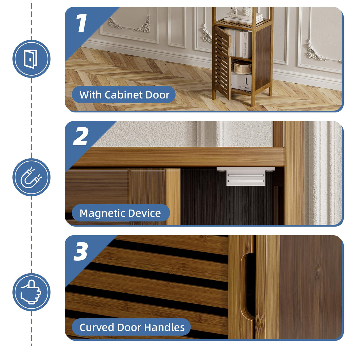 HITNET bamboo cabinet raised feet to prevent water pooling