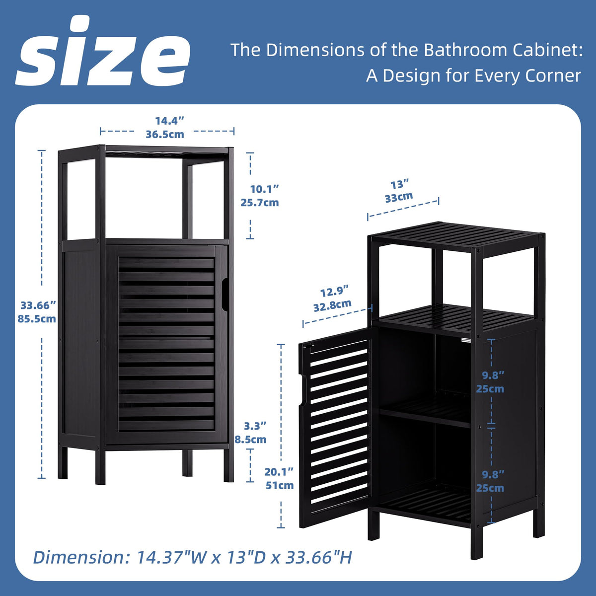 Hitnet bamboo cabinet open shelves display frequently used items for quick access