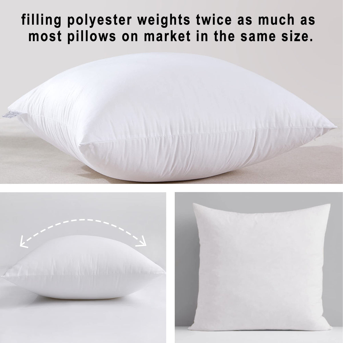 HITO 18x18 pillow insert plush fill demonstrates resilience against squashing