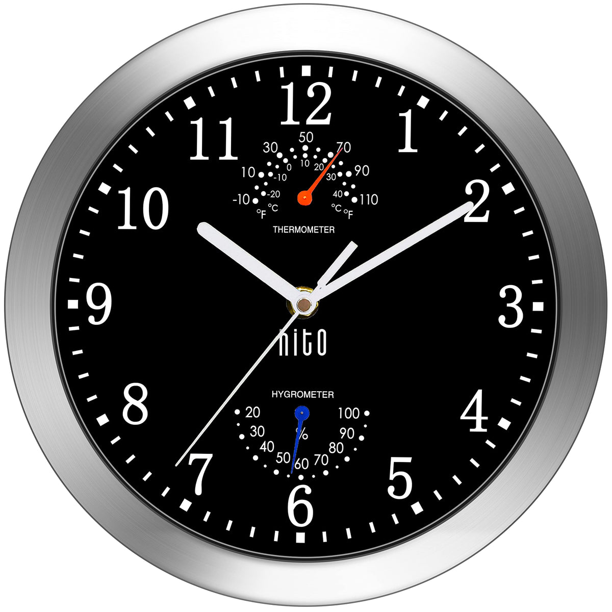 HITO silent wall clock 10inch overview for quiet timekeeping in any room.