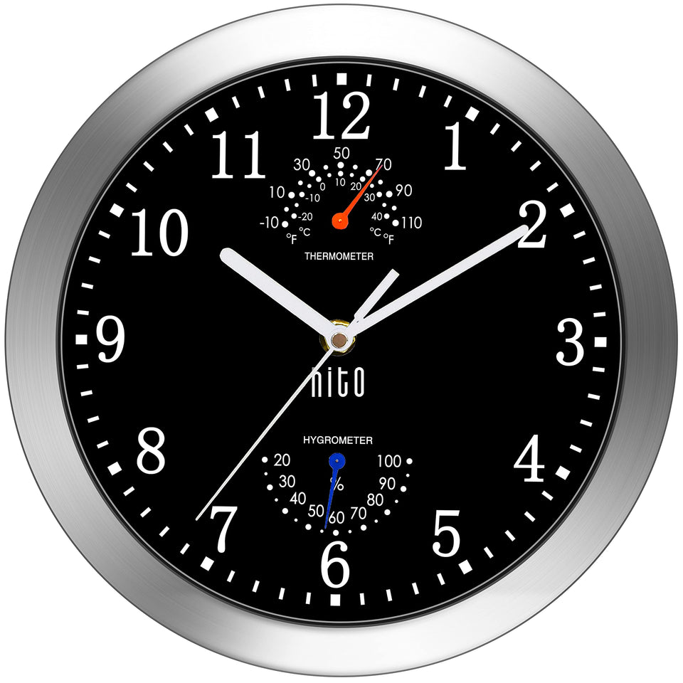 HITO silent wall clock 10inch overview for quiet timekeeping in any room.