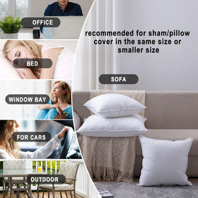 HITO white throw pillows arranged on couch and bed for versatile décor.